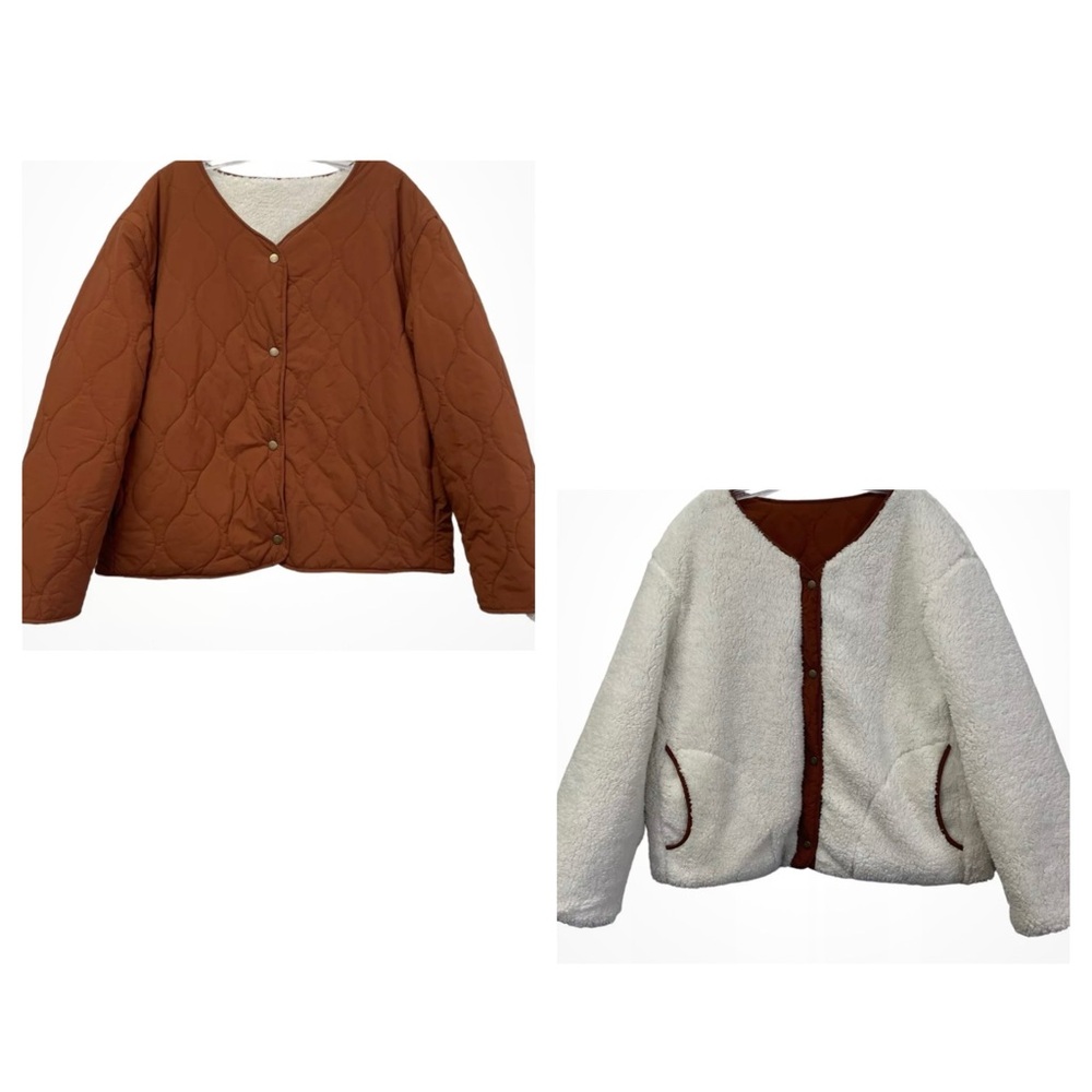 Double Zero Reversible Sherpa Lined Collarless Qu… - image 1